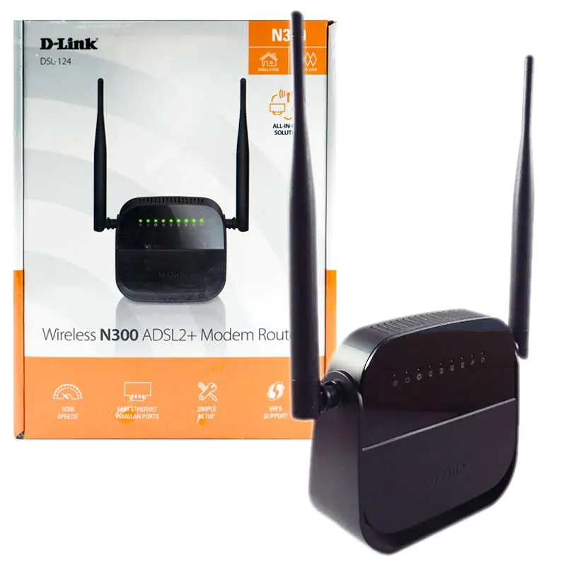 D-Link-DSL-124-New-N300-ADSL2-Modem-Router-111 N300 بی سیم ADSL2+ دی لینک مدل DSL-124 - تصویر 1